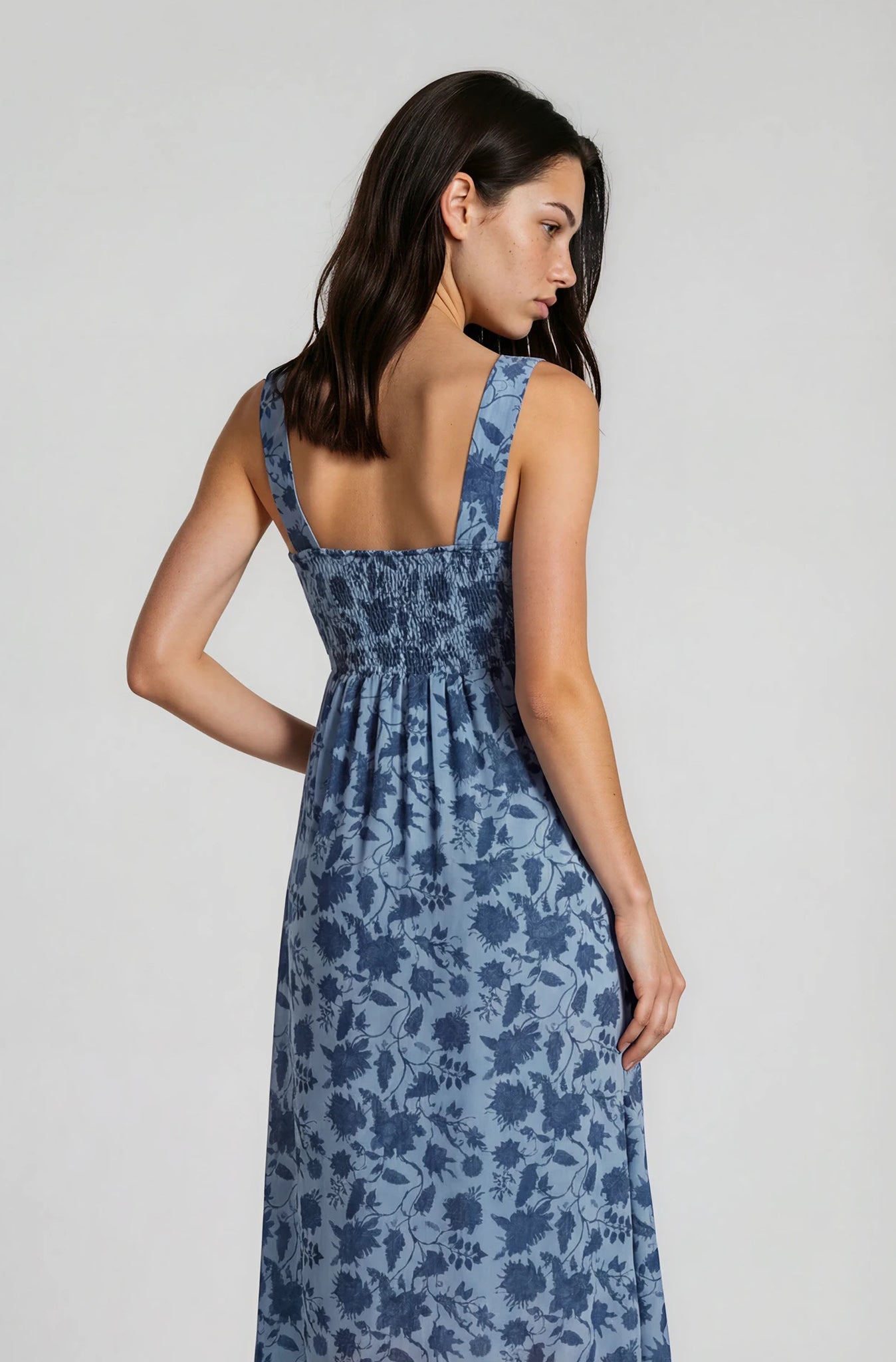 Vestido gasa FLOWERS azul