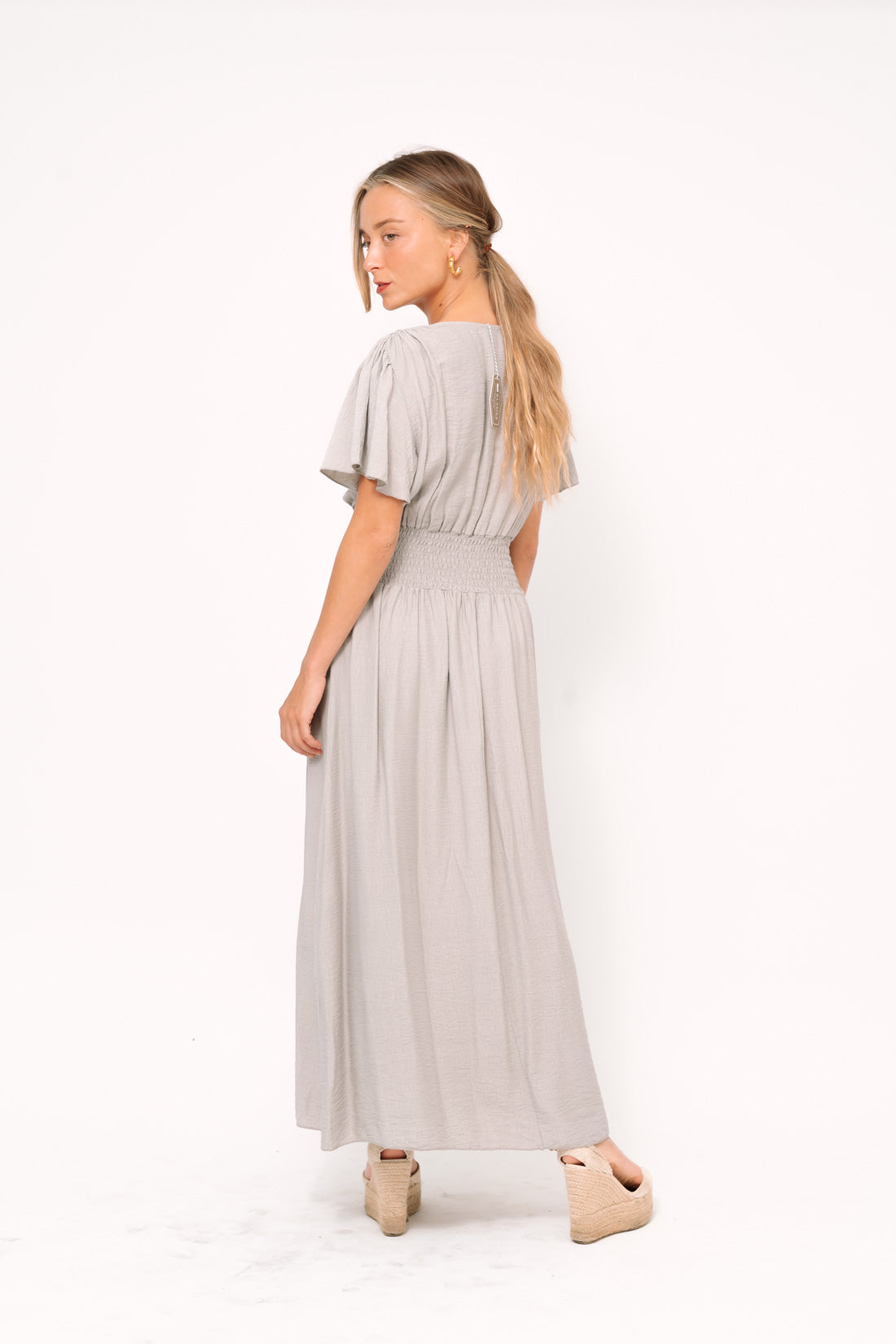 Vestido TURIA gris perla
