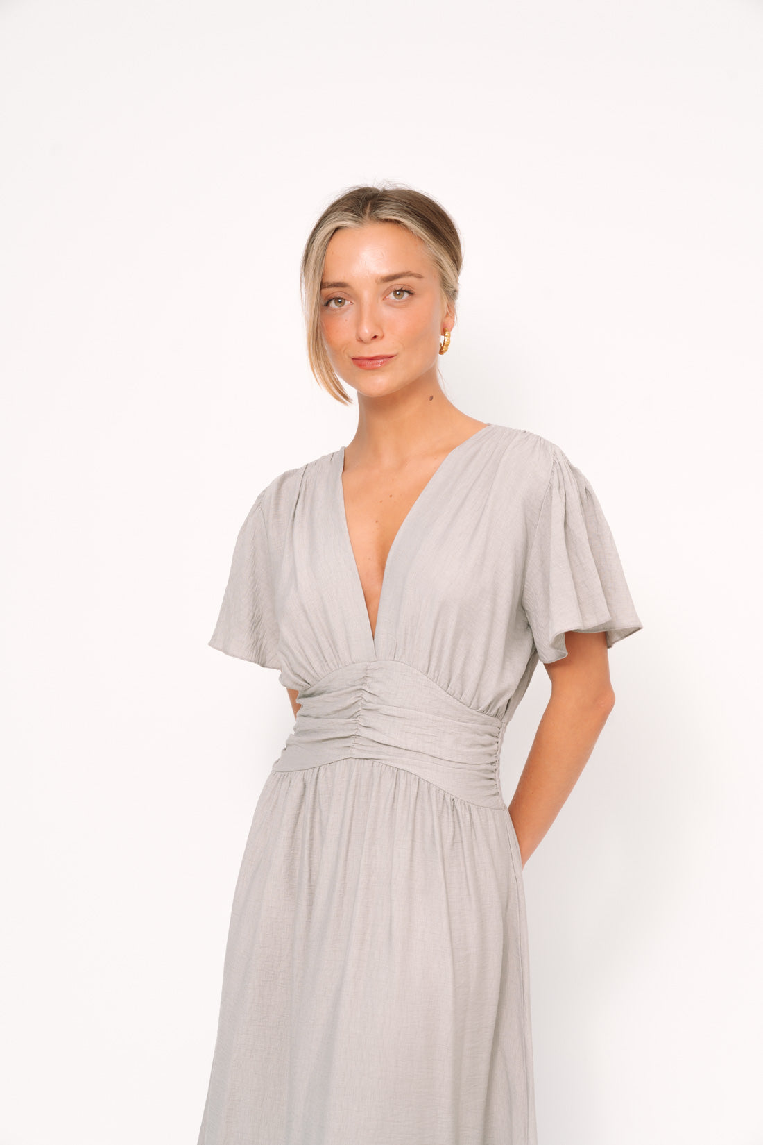 Vestido TURIA gris perla