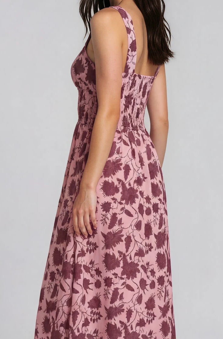 Vestido gasa FLOWERS rosa