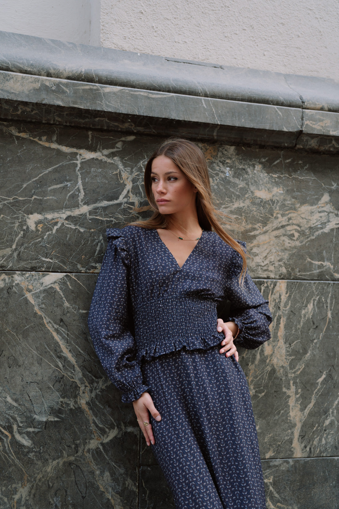 Vestido OHARA estampado azul