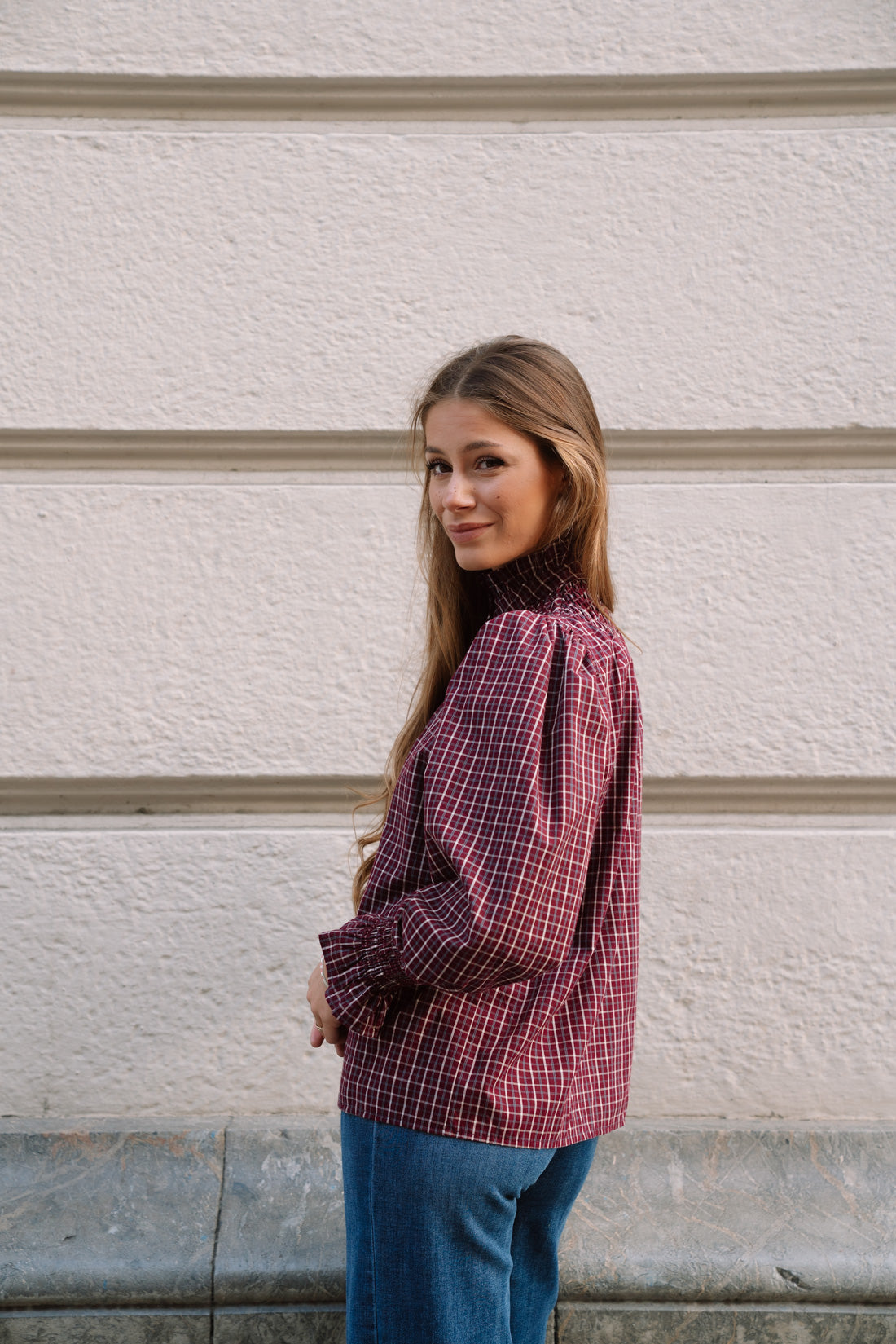 Camisa KHUINA tartán vino