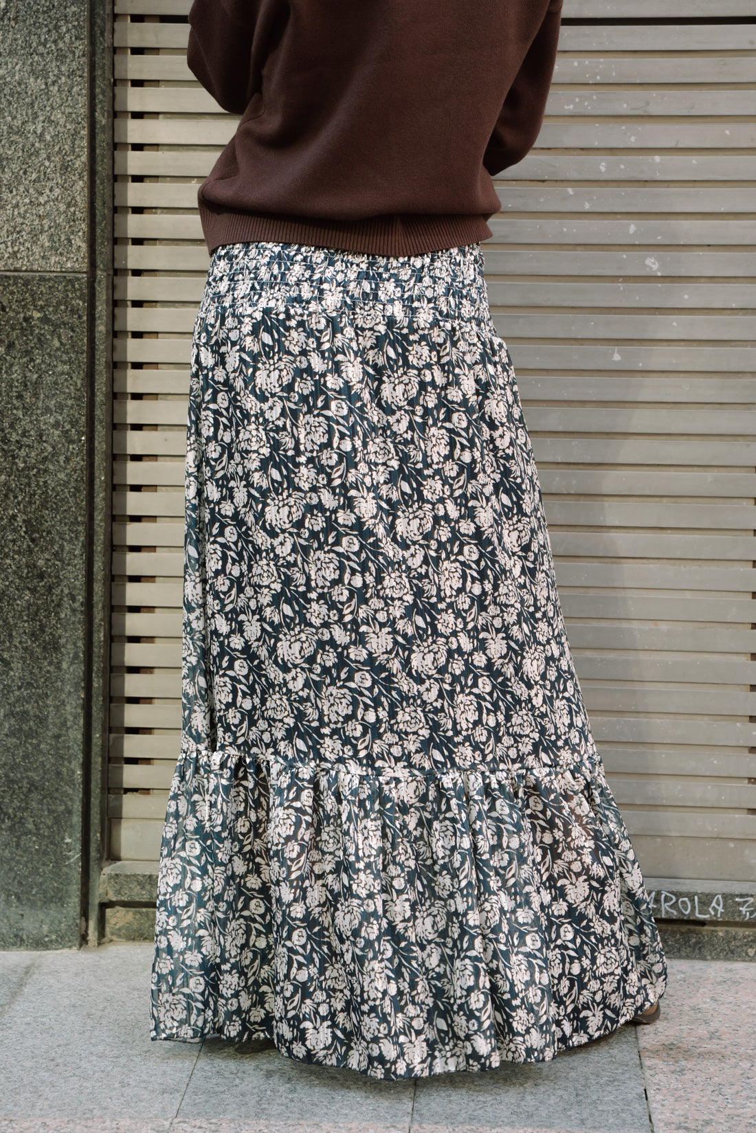 Falda PRADY flores marino