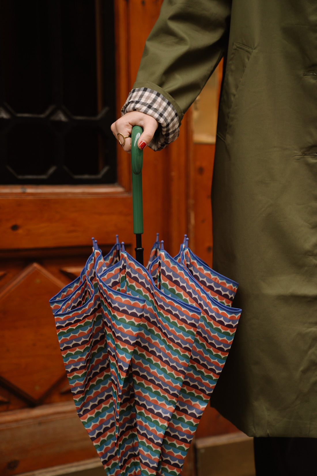 Paraguas ONDAS puño verde