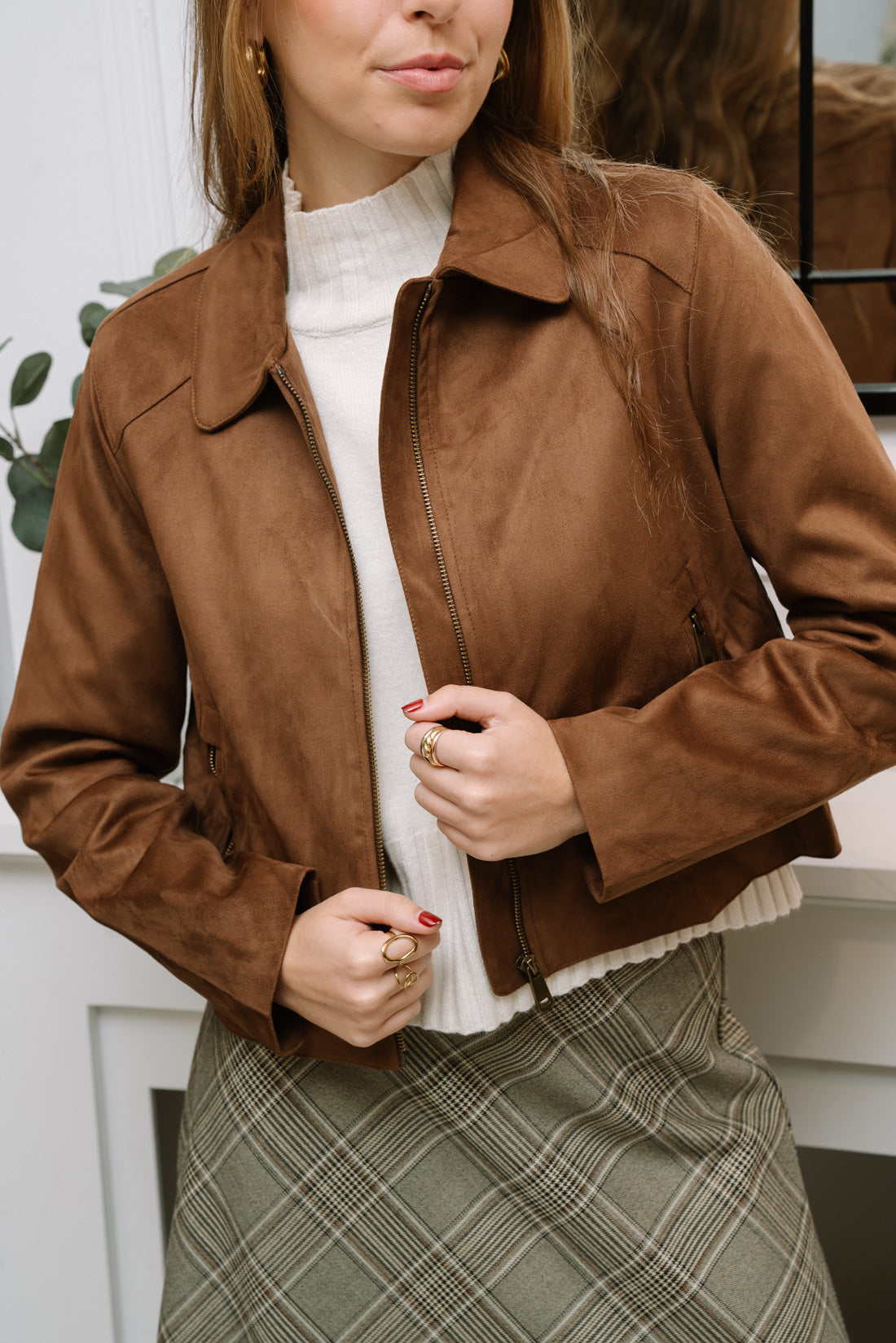 Chaqueta antelina corta