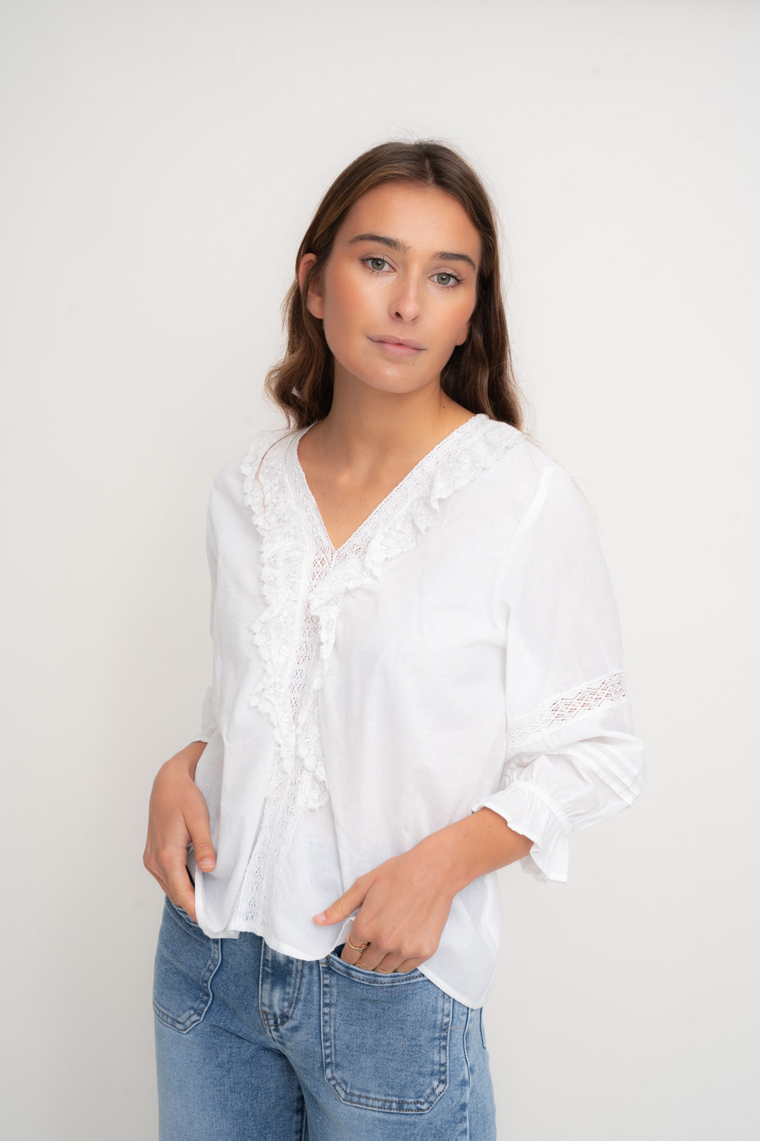 Blusa ORQUIDIA blanca manga larga