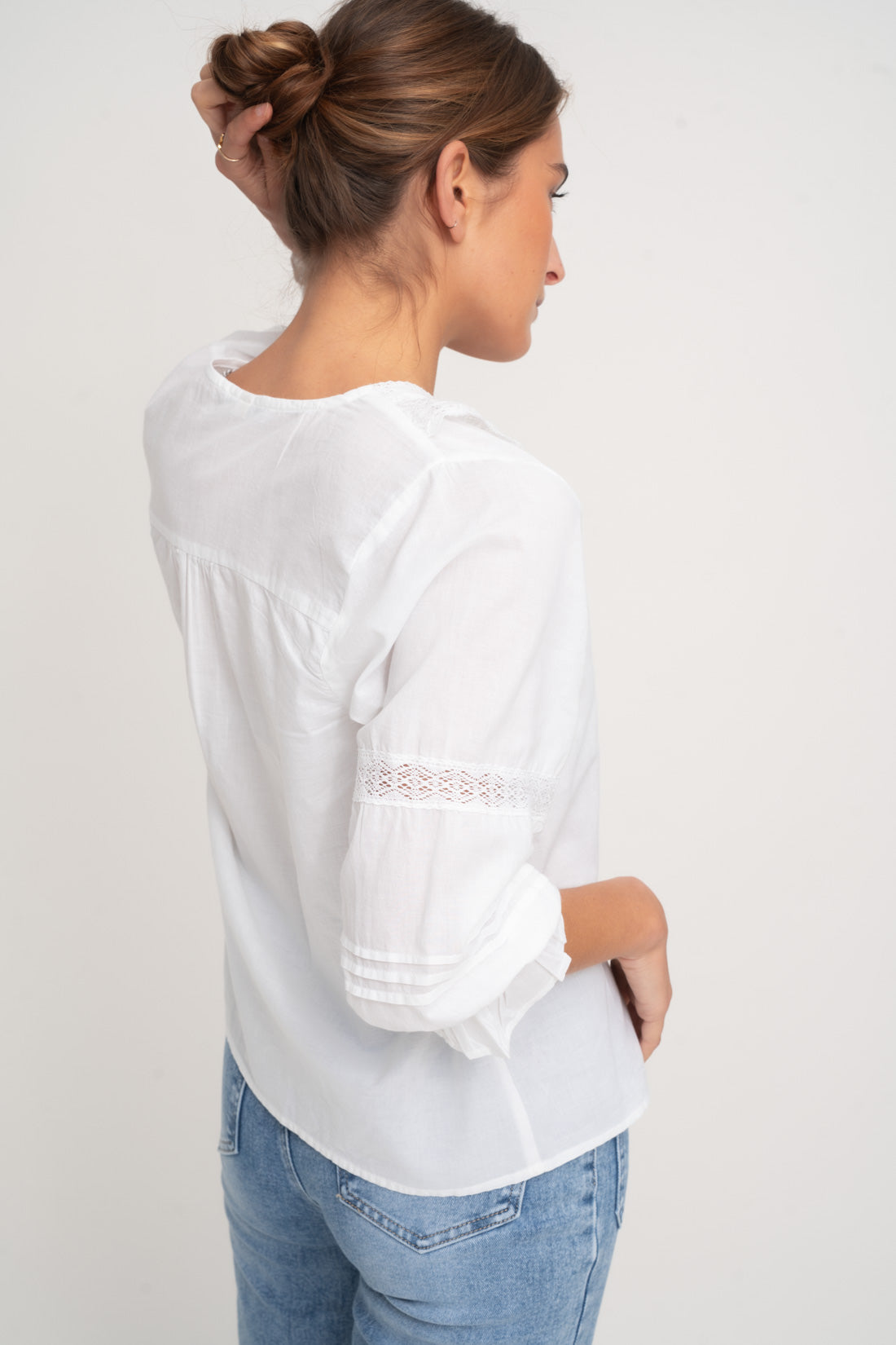 Blusa ORQUIDIA blanca manga larga