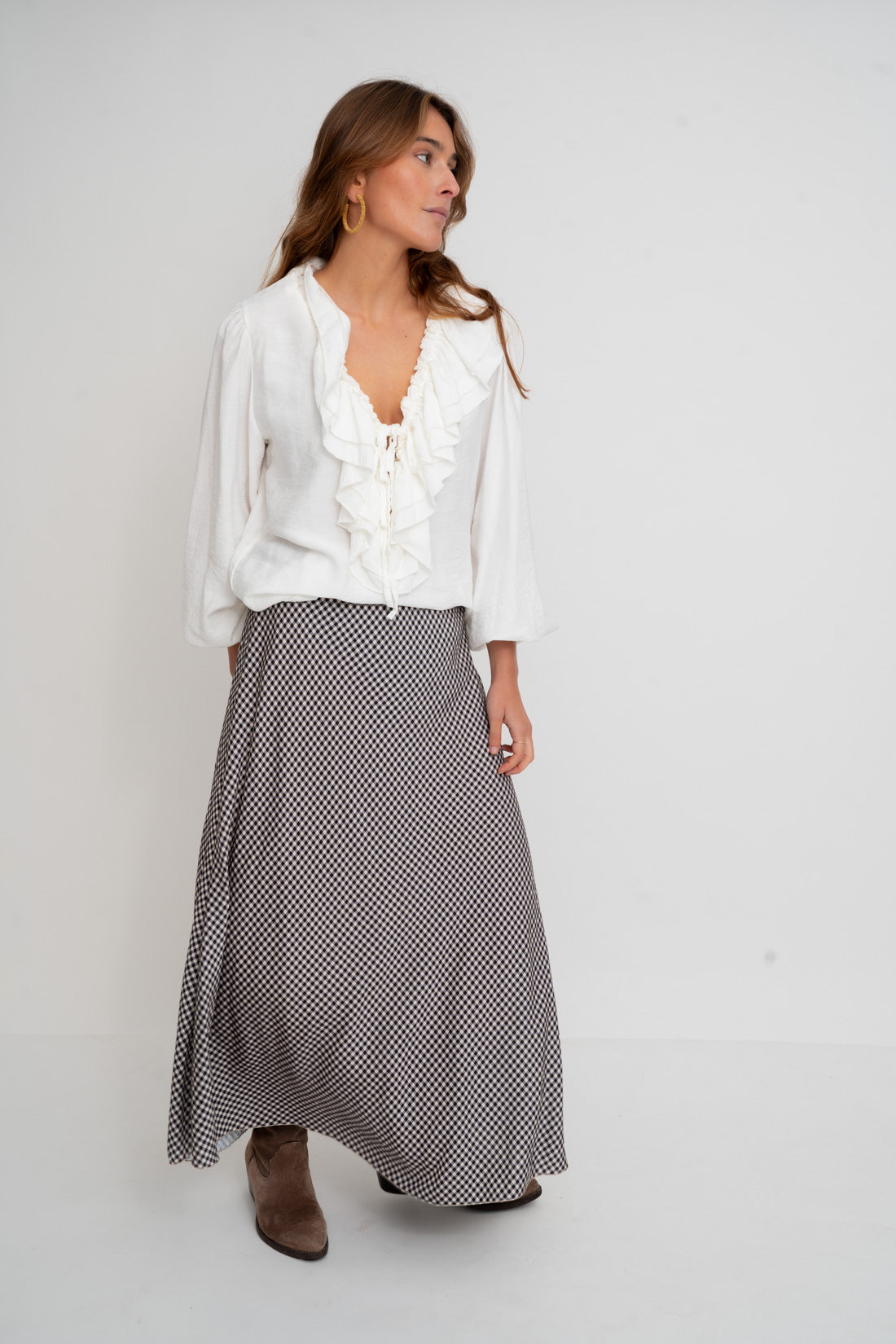 Falda VICHY negro
