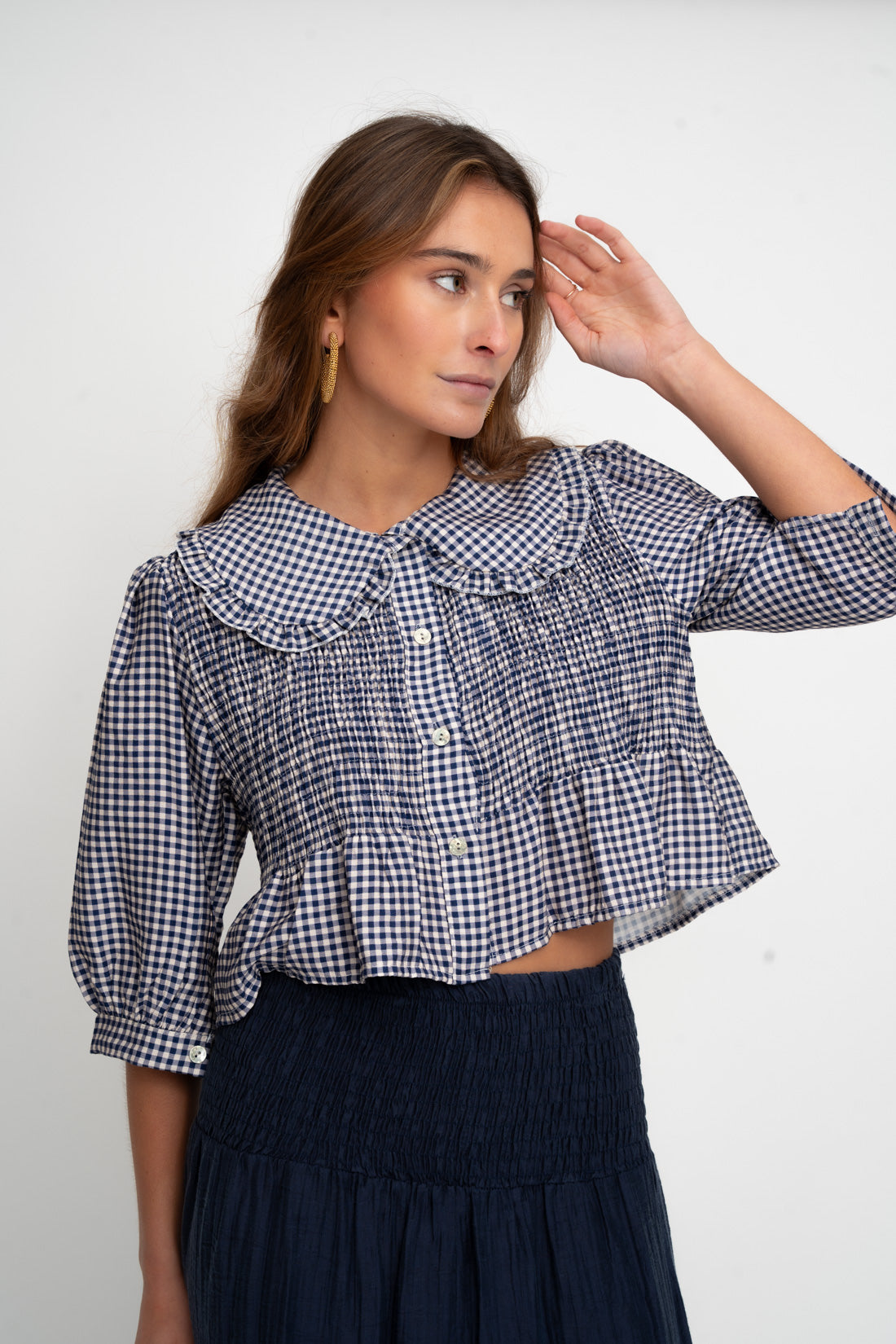 Blusa BIXY vichy azul marino
