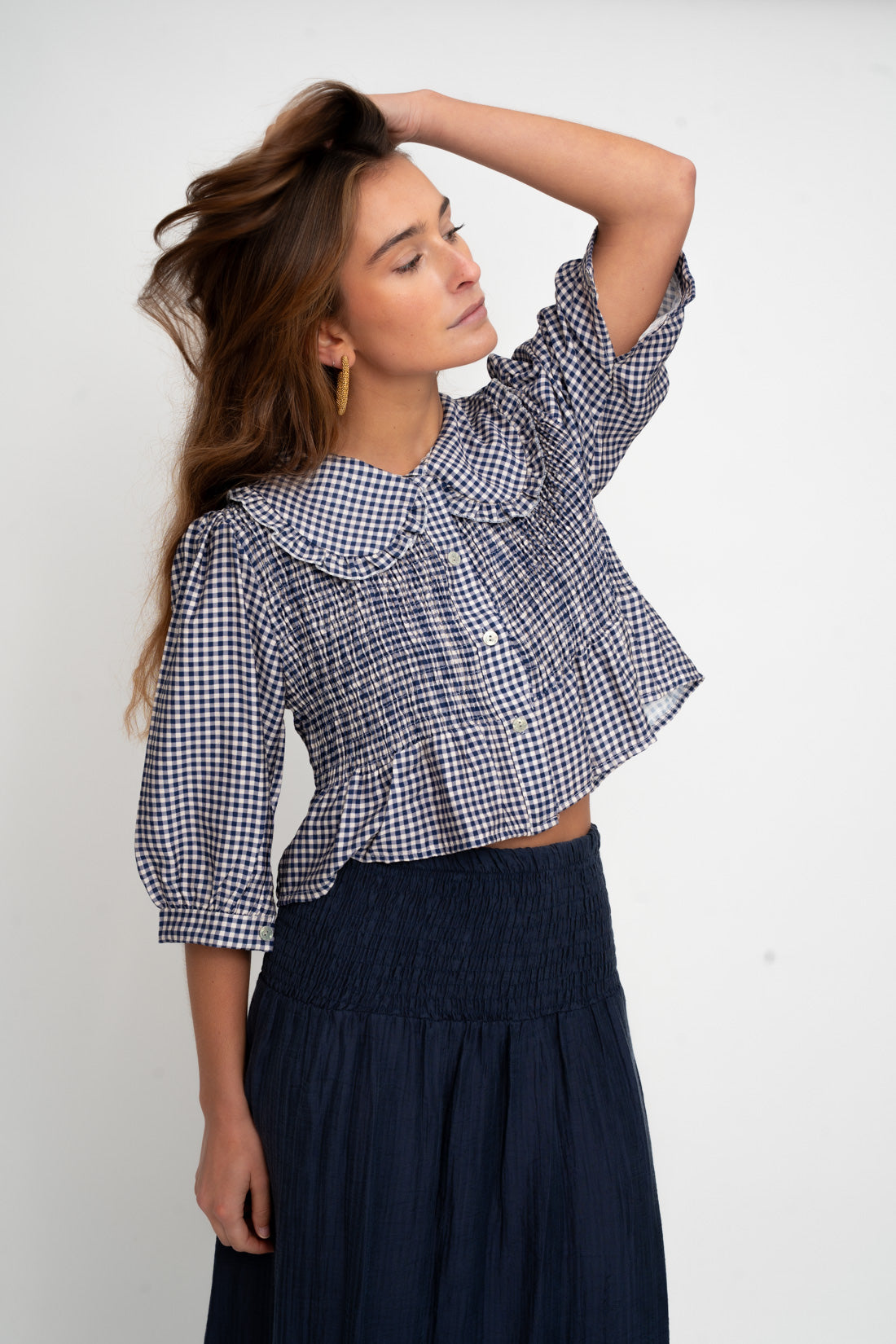 Blusa BIXY vichy azul marino