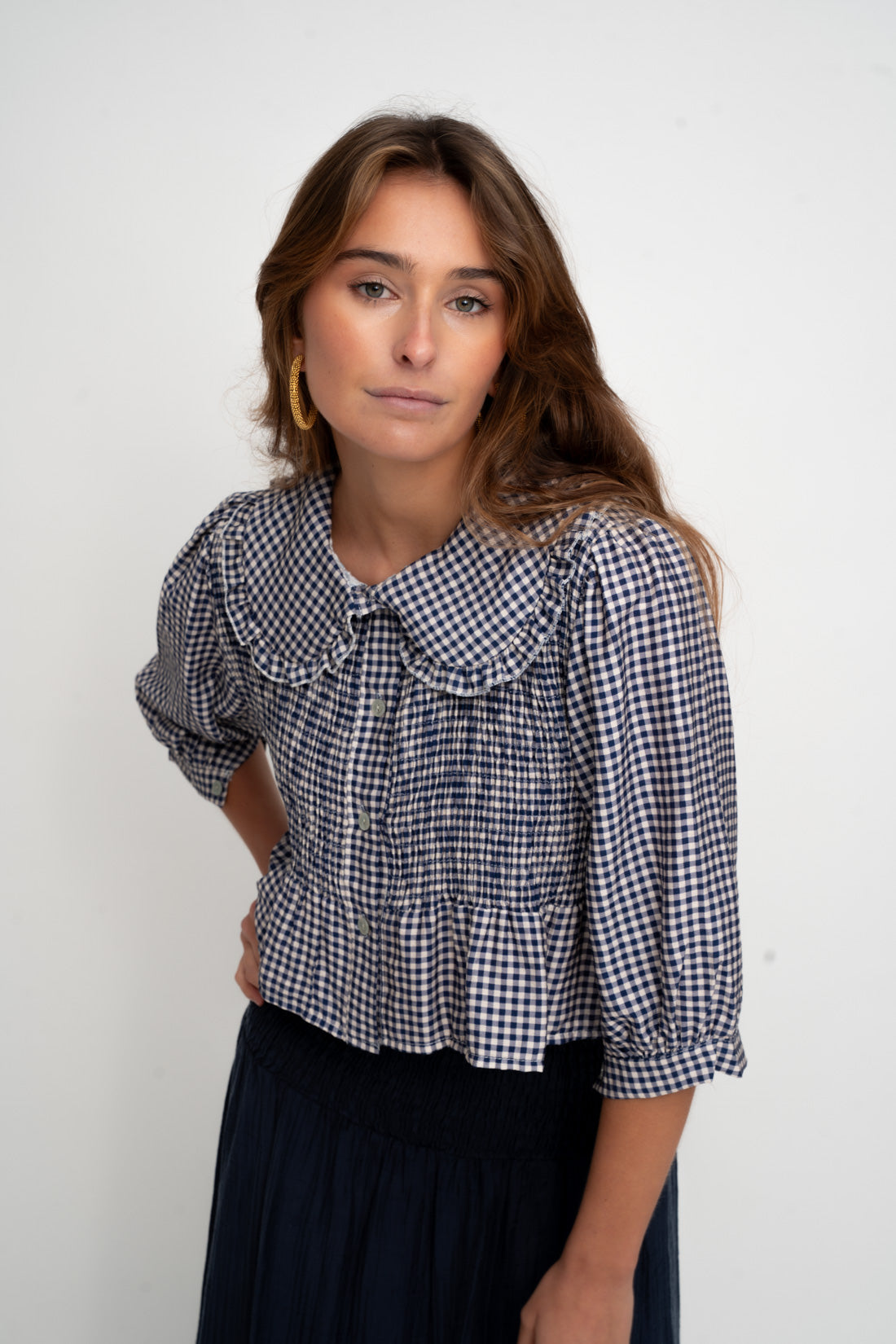 Blusa BIXY vichy azul marino