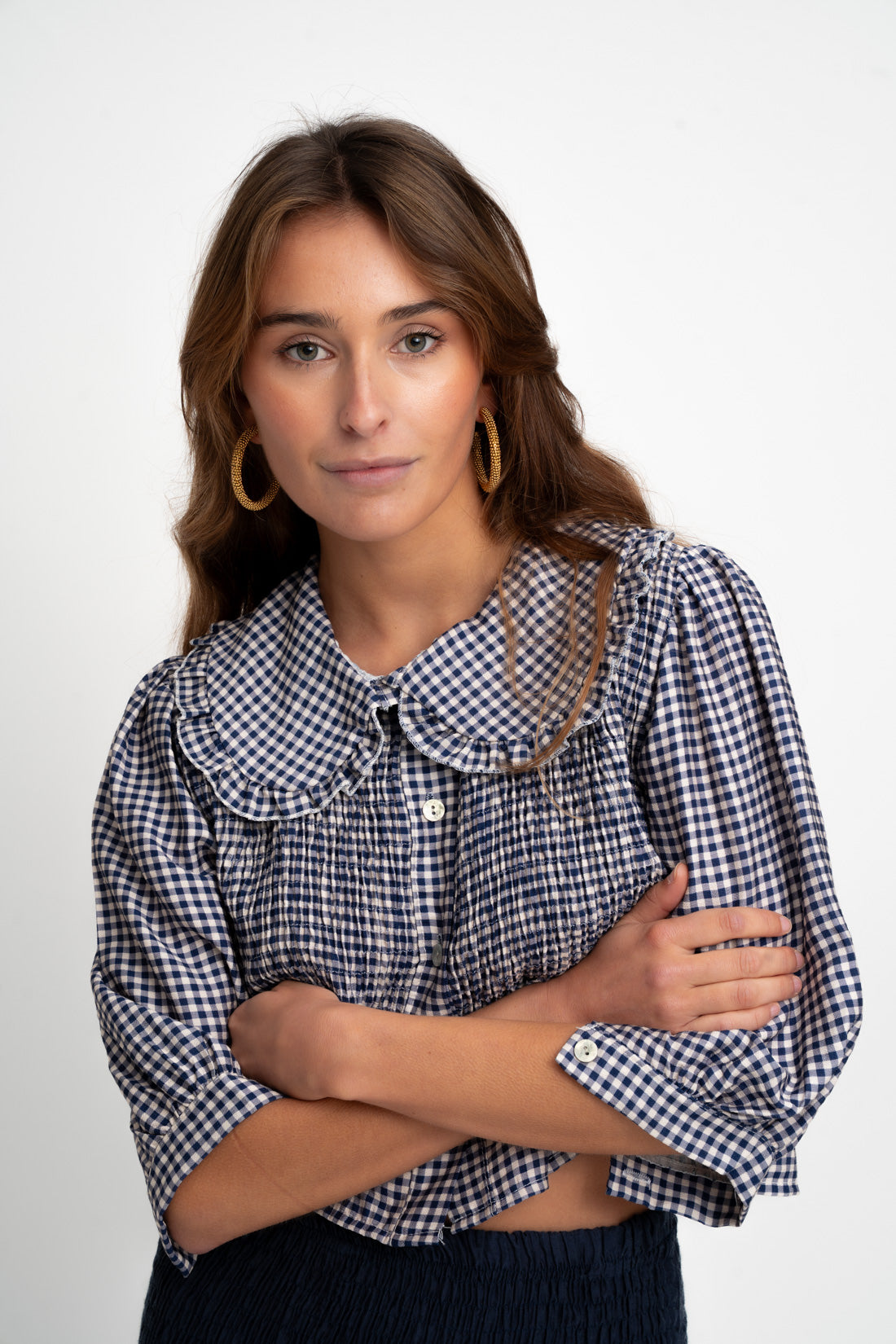 Blusa BIXY vichy azul marino