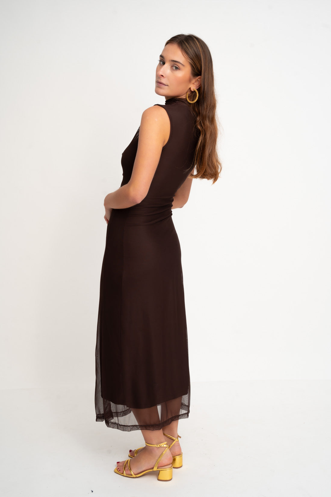 Vestido OLAS tul marrón