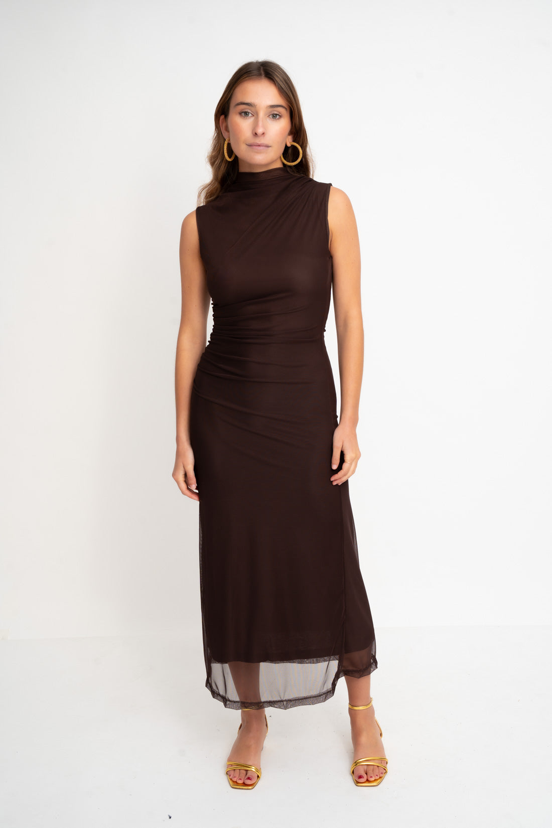 Vestido OLAS tul marrón