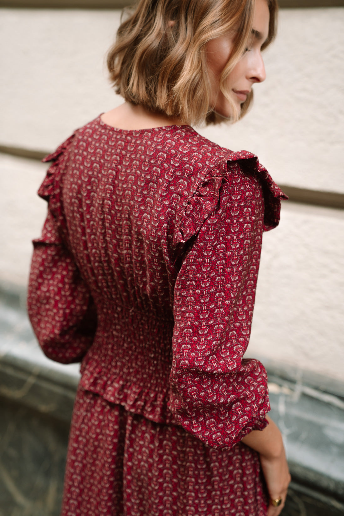Vestido OHARA estampado vino