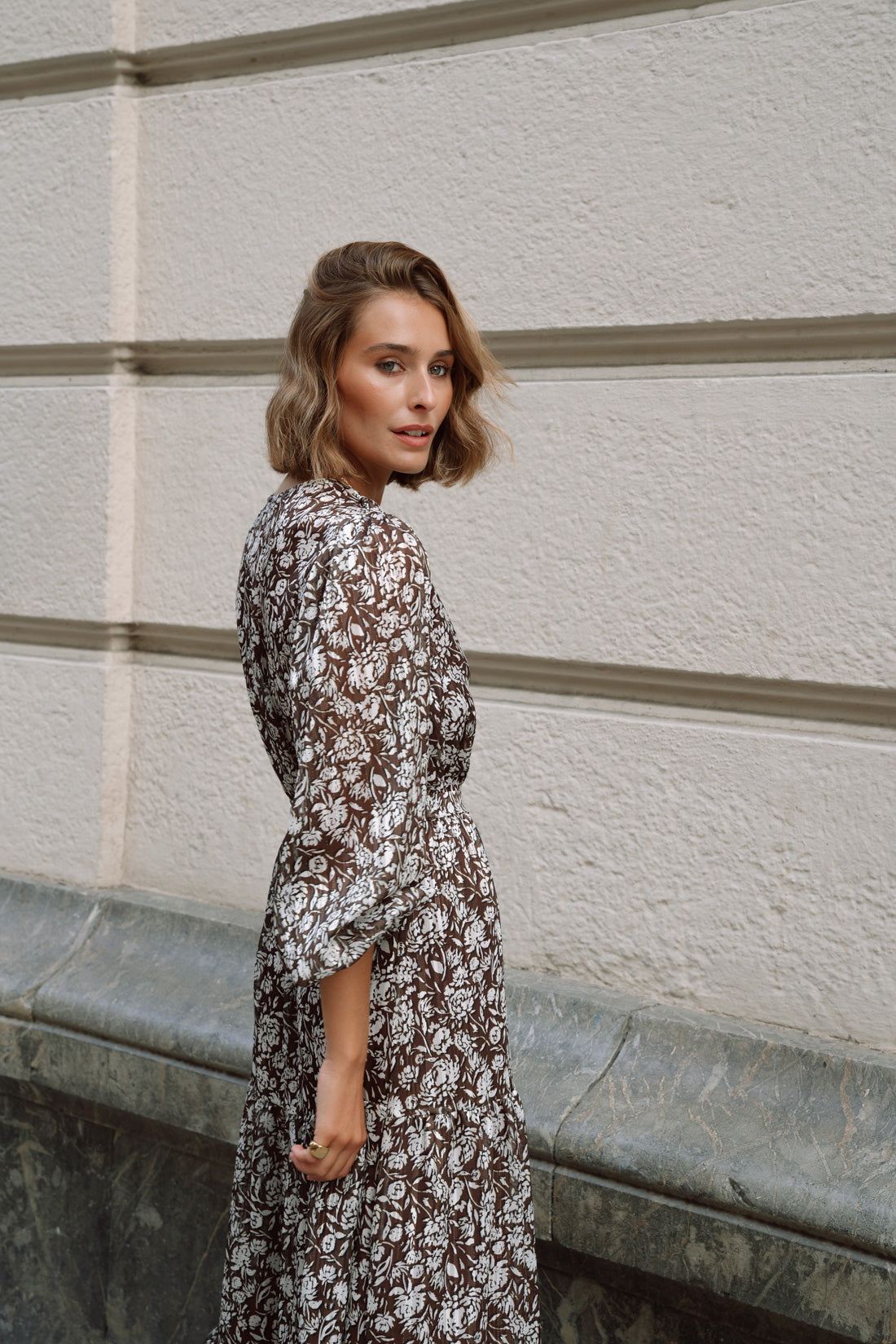 Vestido PATTY flores choco