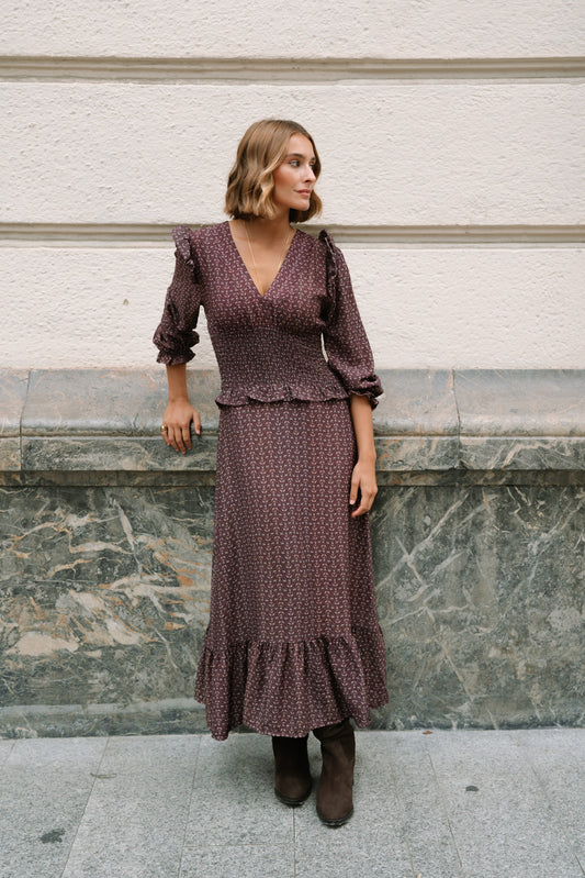 Vestido OHARA estampado choco