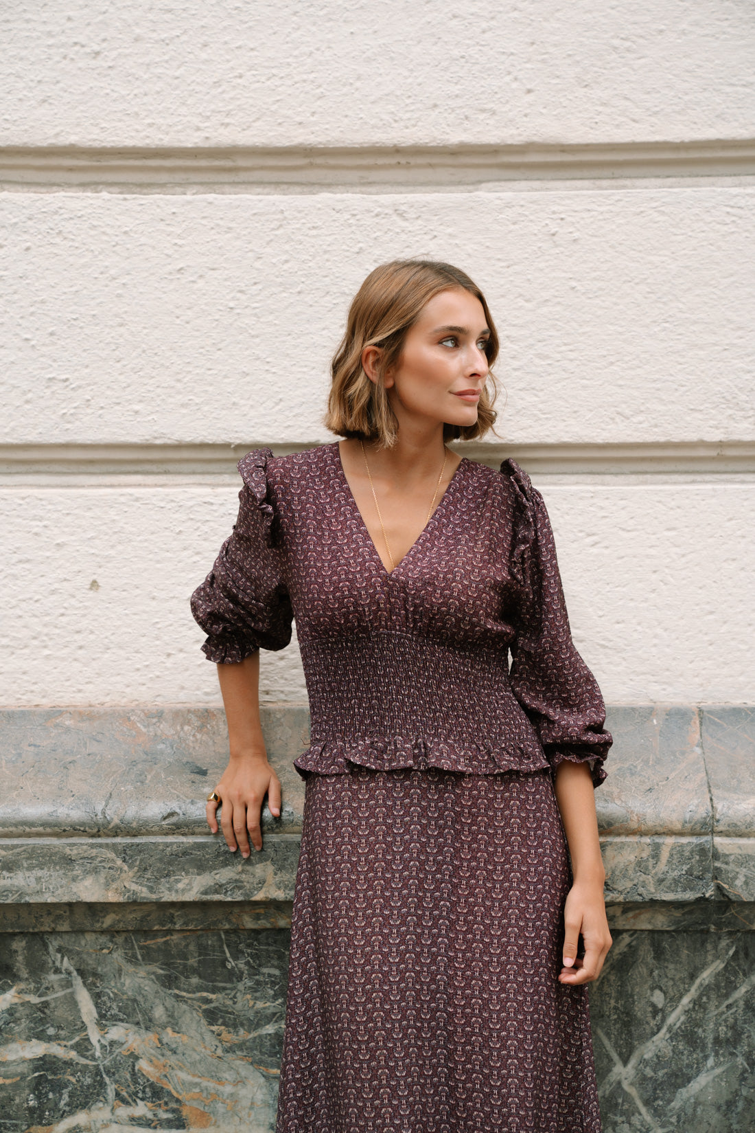 Vestido OHARA estampado choco