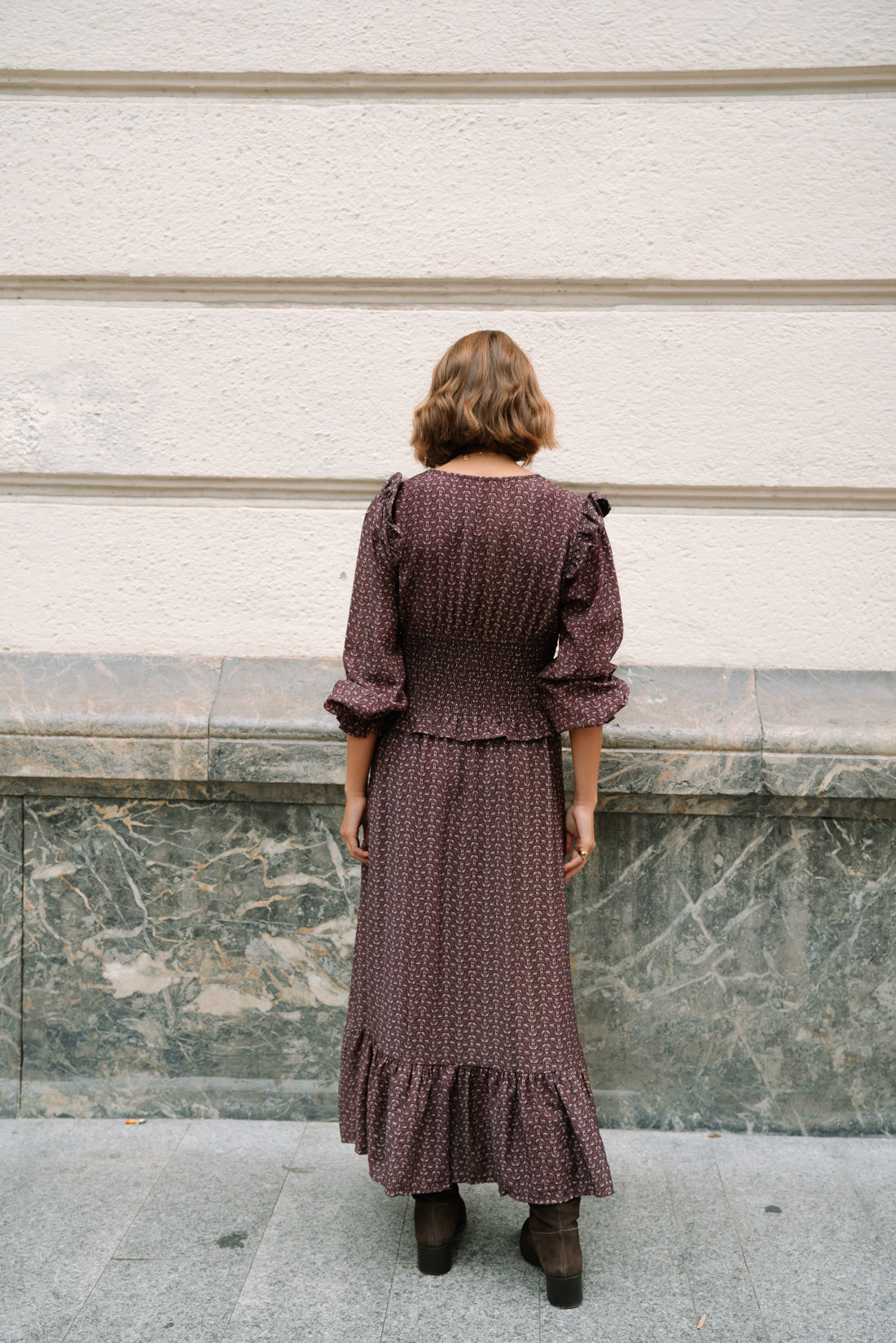 Vestido OHARA estampado choco