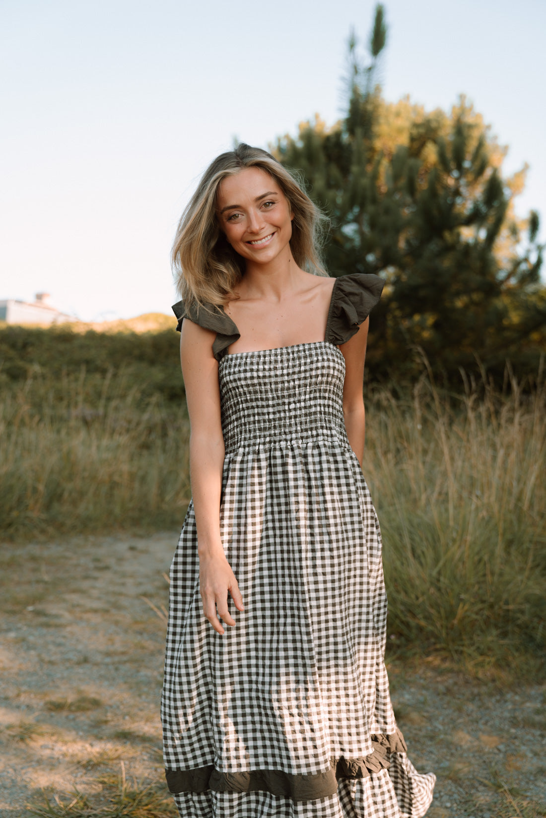 Vestido VICHY volantes choco
