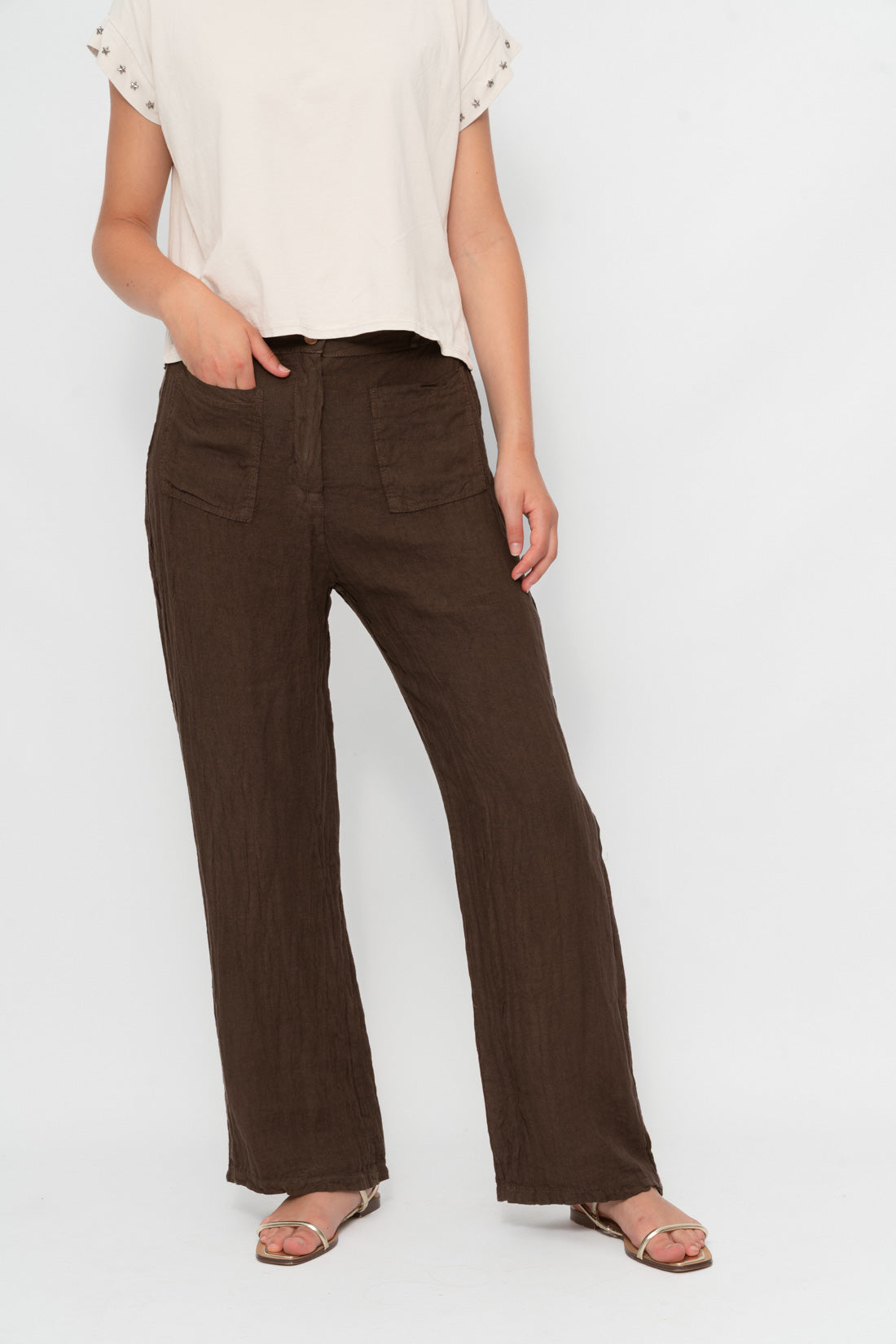 Pant LAUN bolsillos choco