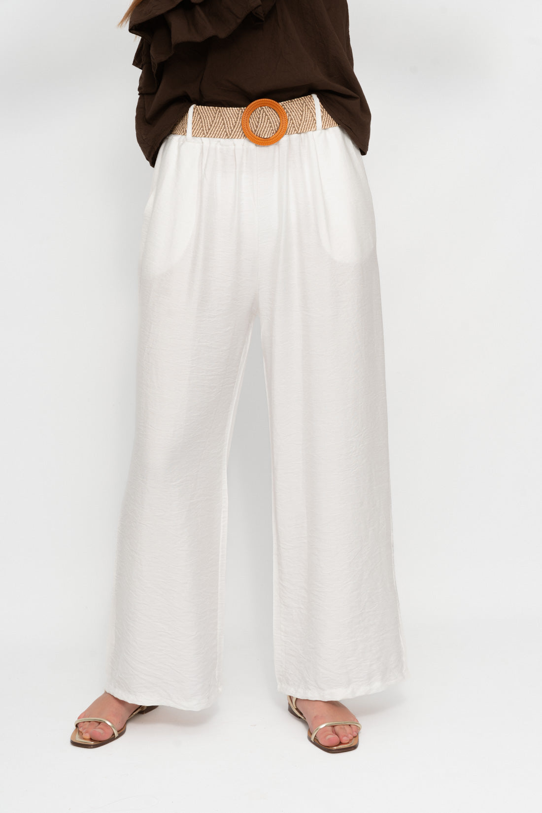 Pant RAFH blanco cinturón zig zag