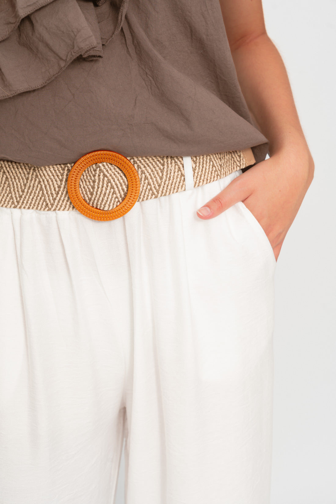 Pant RAFH blanco cinturón zig zag