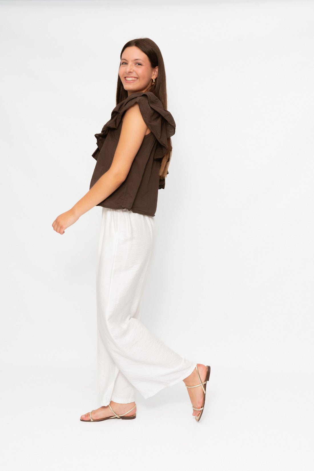 Pant RAFH blanco cinturón zig zag