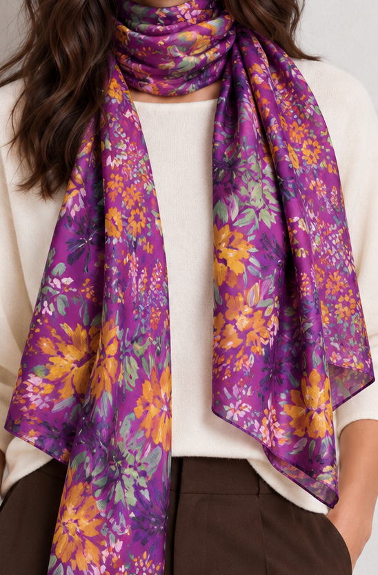 Foulard seda ASK 305C berenjena