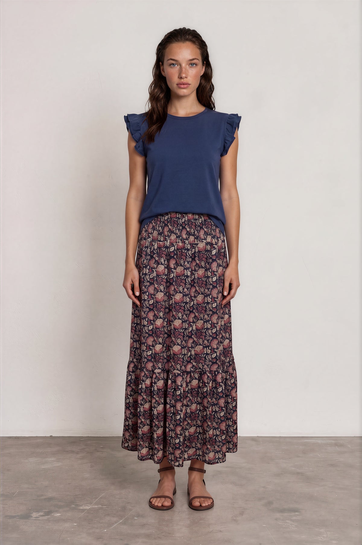 Falda VOILÉ flores azul