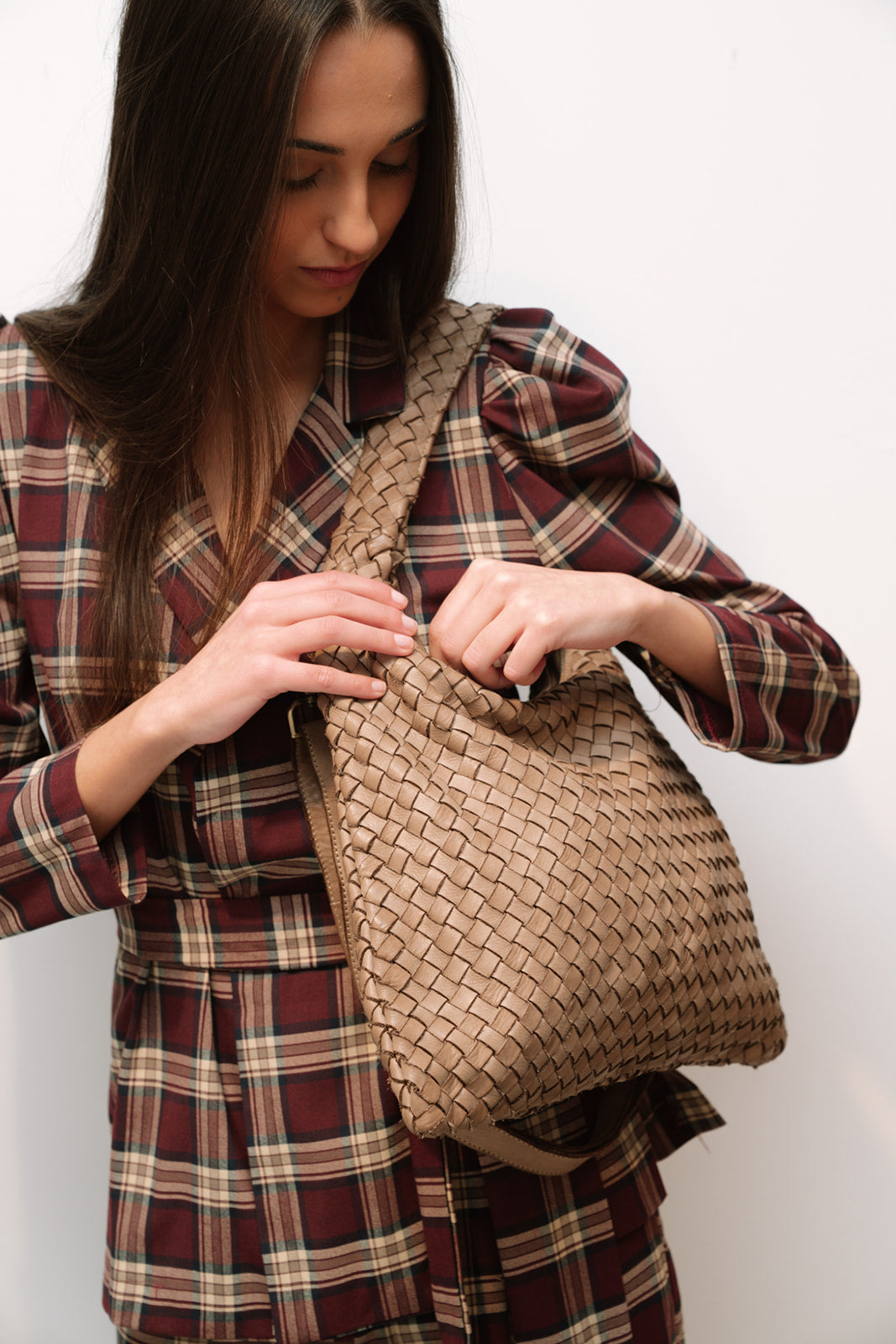 Bolso piel trenzado BRENDA