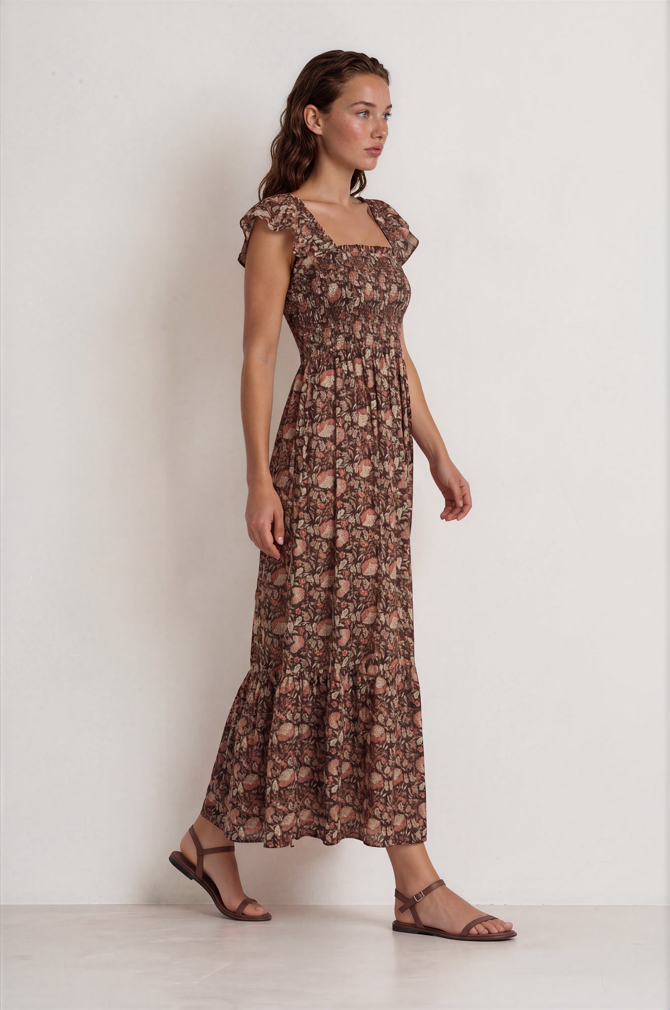 Vestido BEEWY flores choco