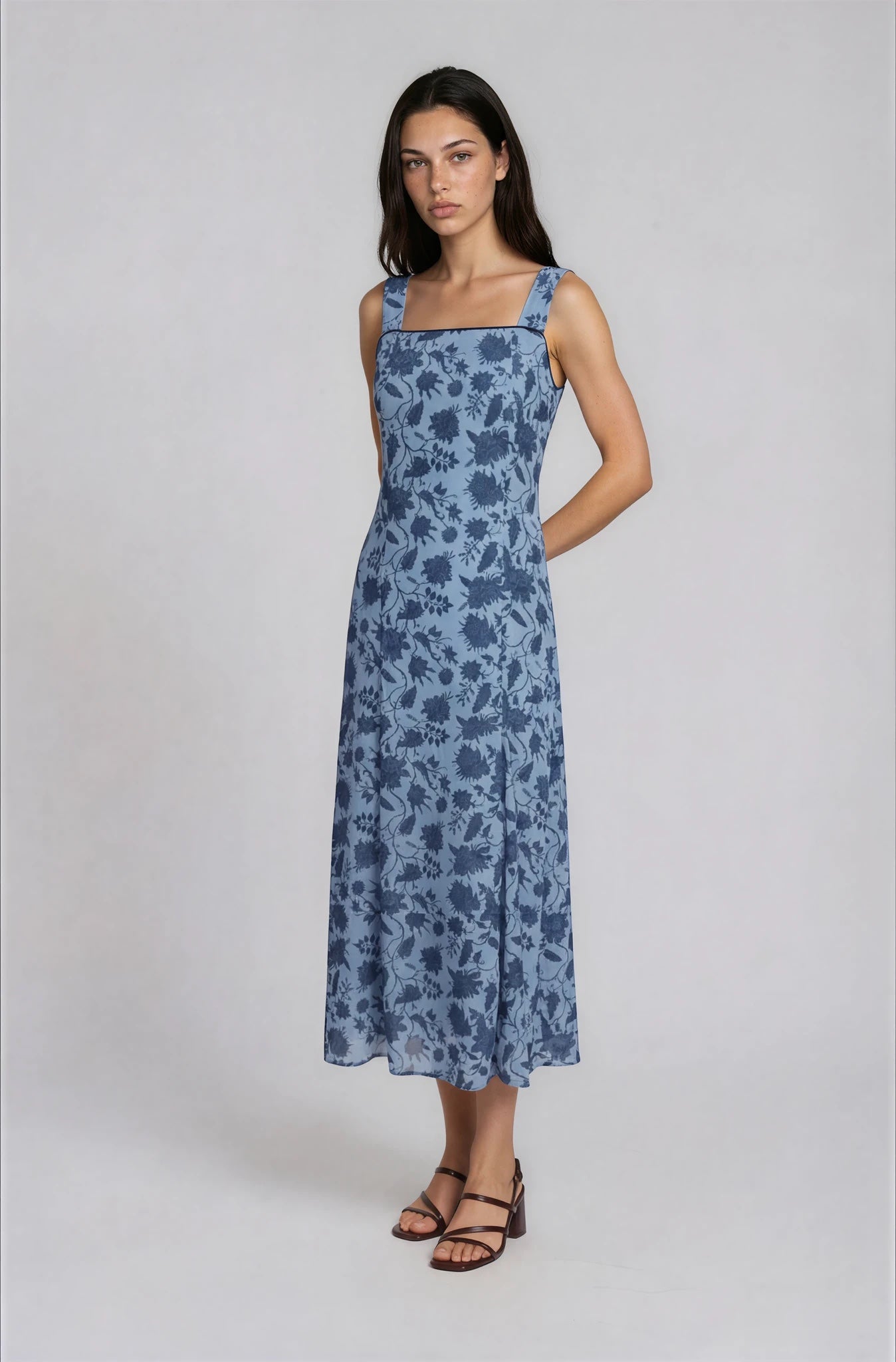 Vestido gasa FLOWERS azul