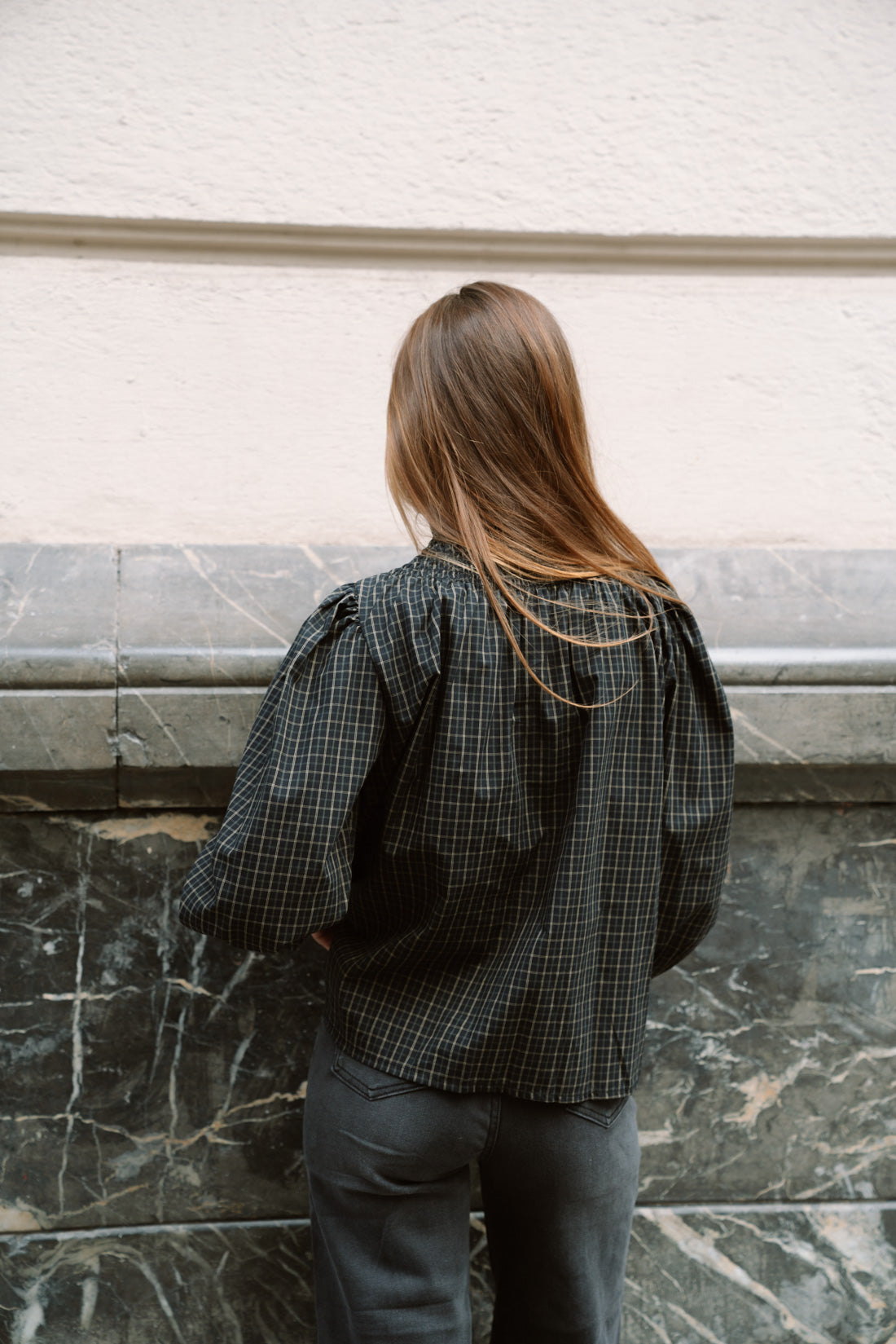 Camisa KHUINA tartan negro