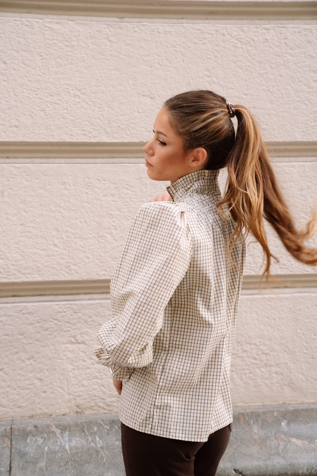 Camisa KHUINA tartán beige