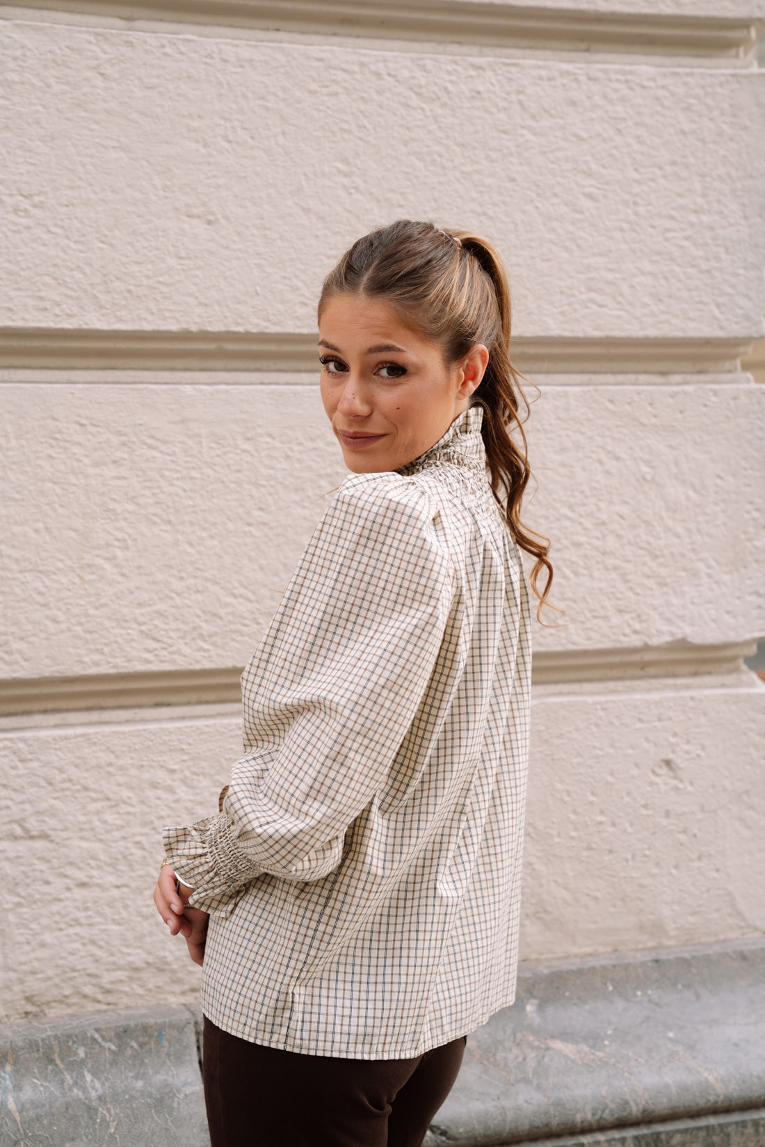 Camisa KHUINA tartán beige