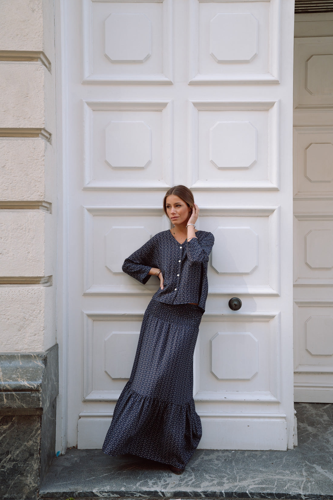 Falda VOILÉ estampada azules