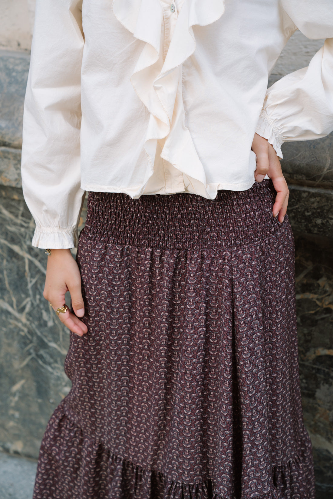 Falda estampada VOILÉ choco