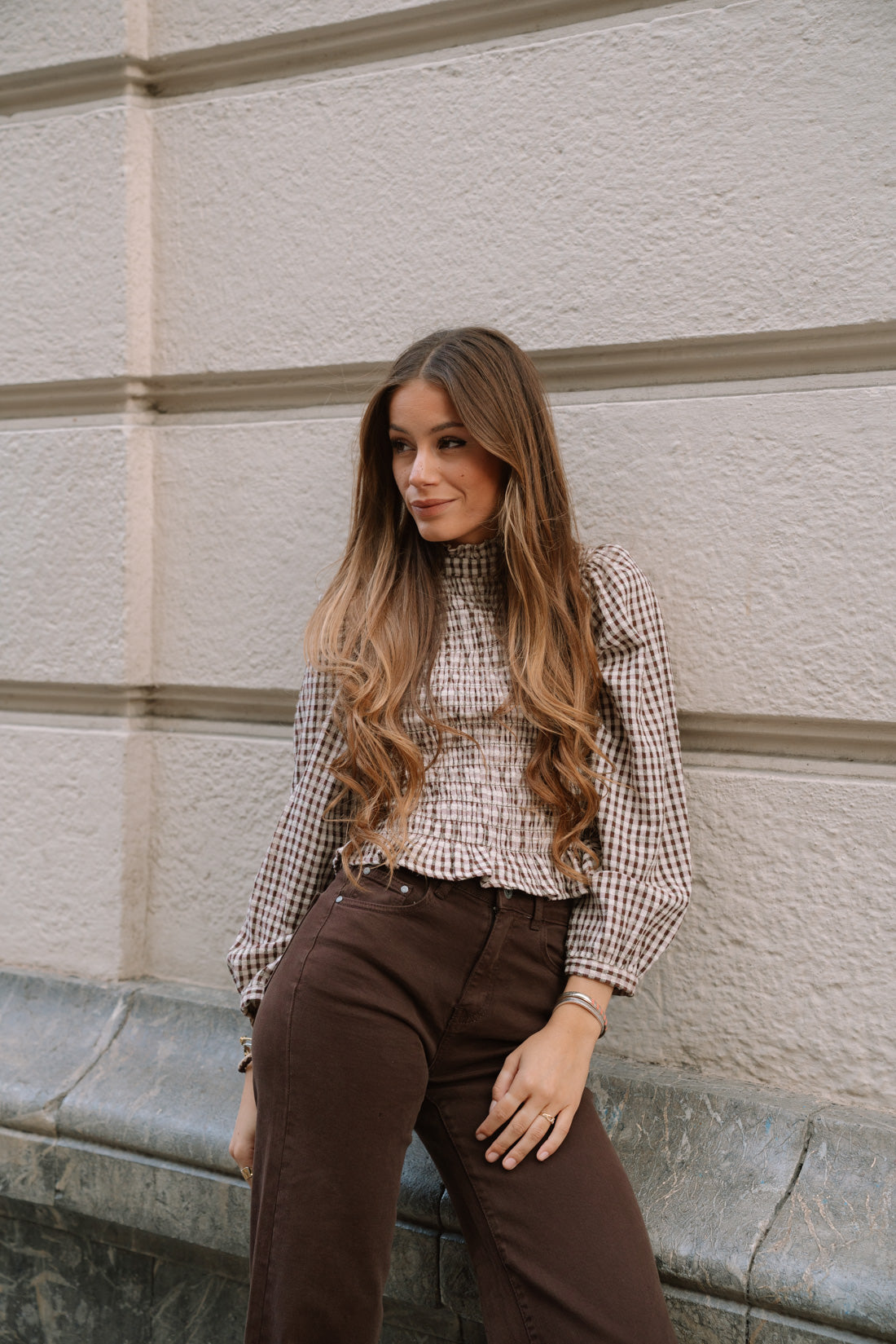 Camisa KHURY vichy choco