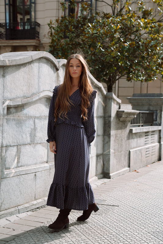 Vestido OHARA estampado azul