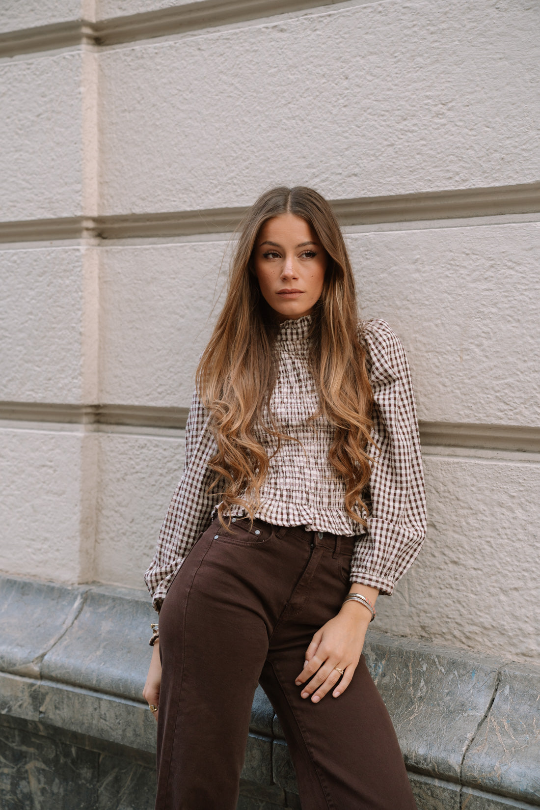 Camisa KHURY vichy choco