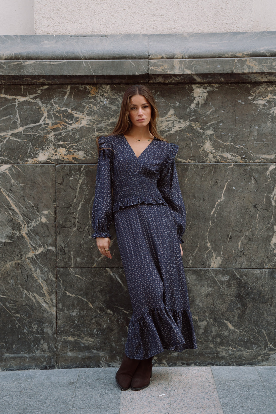 Vestido OHARA estampado azul