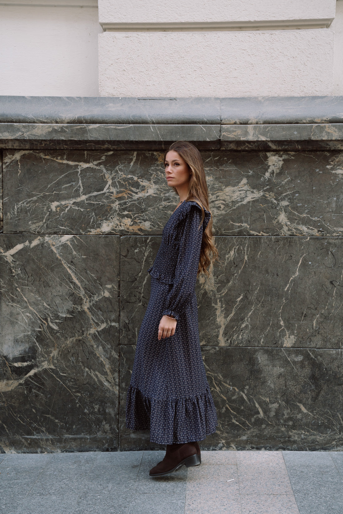 Vestido OHARA estampado azul