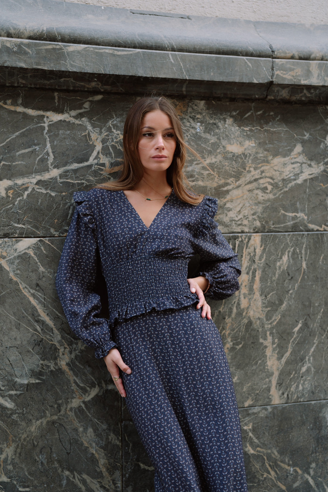 Vestido OHARA estampado azul