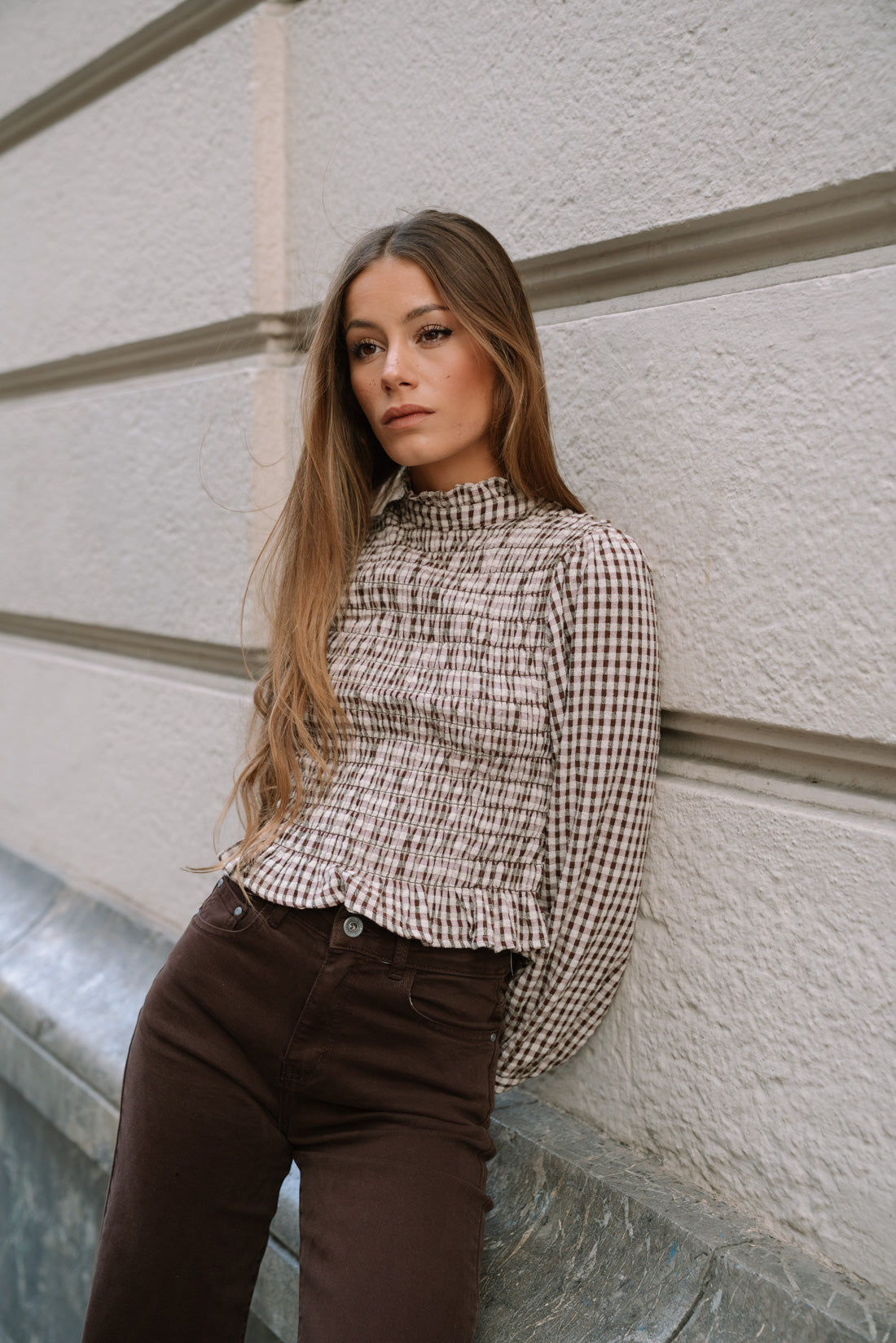 Camisa KHURY vichy choco