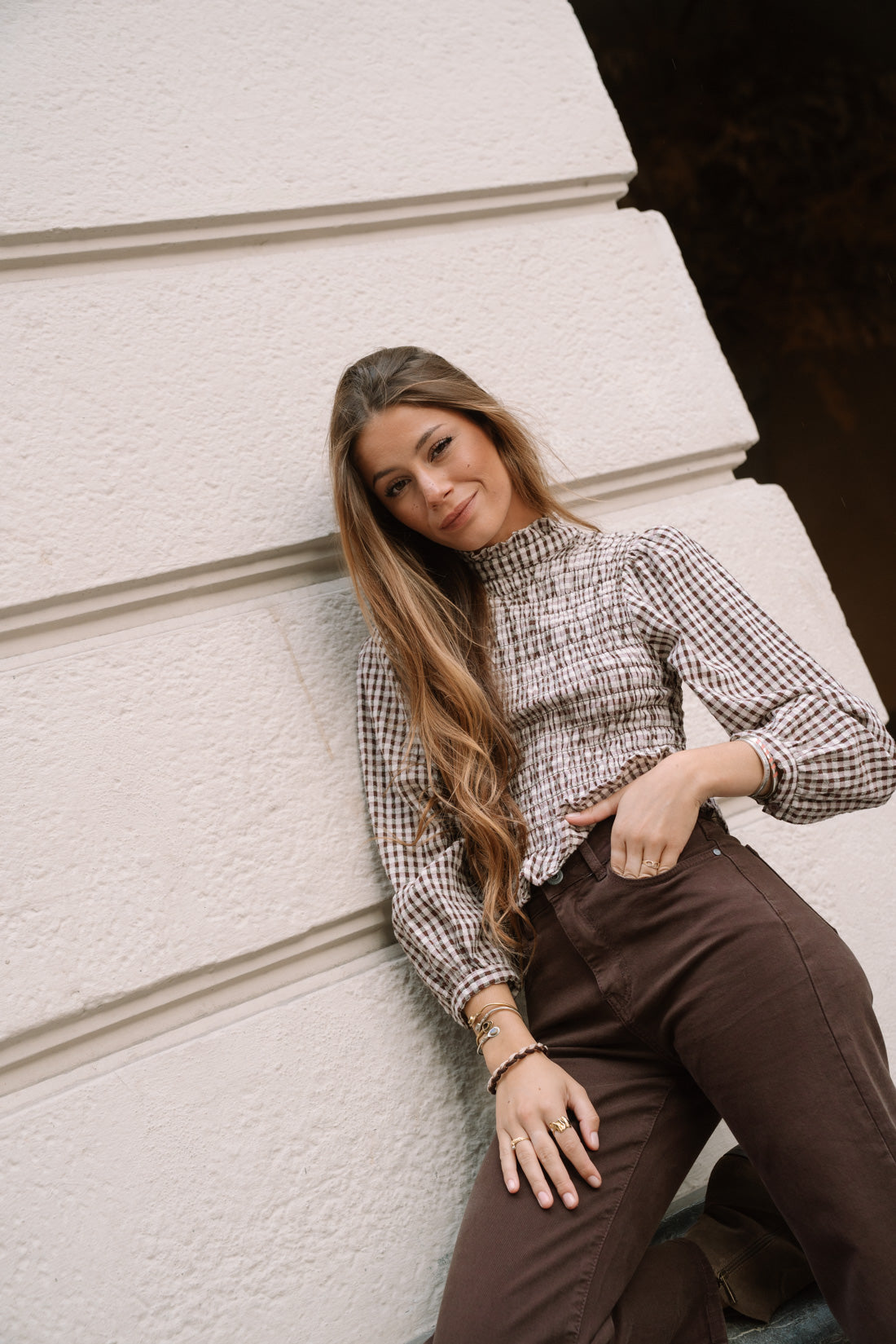 Camisa KHURY vichy choco