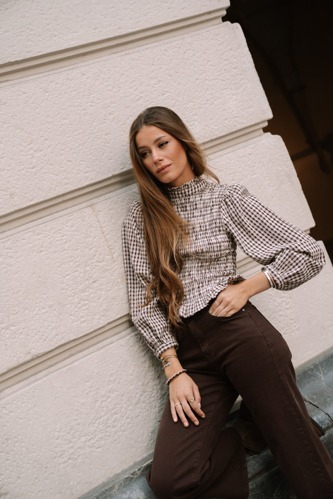 Camisa KHURY vichy choco