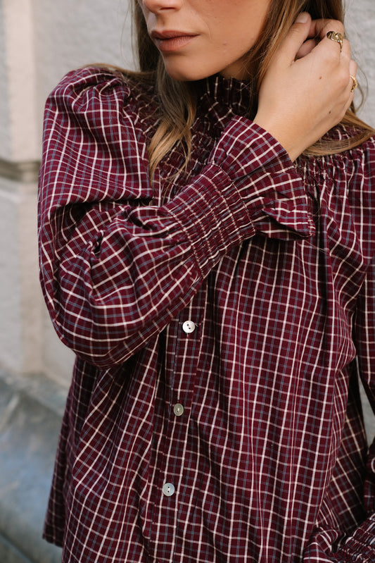 Camisa KHUINA tartán vino