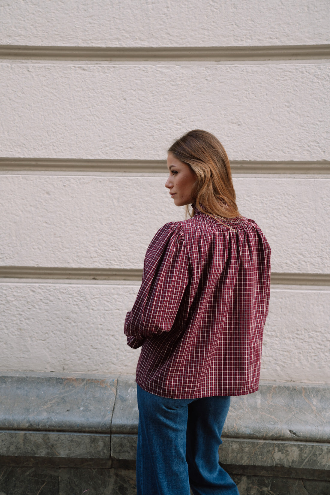 Camisa KHUINA tartán vino