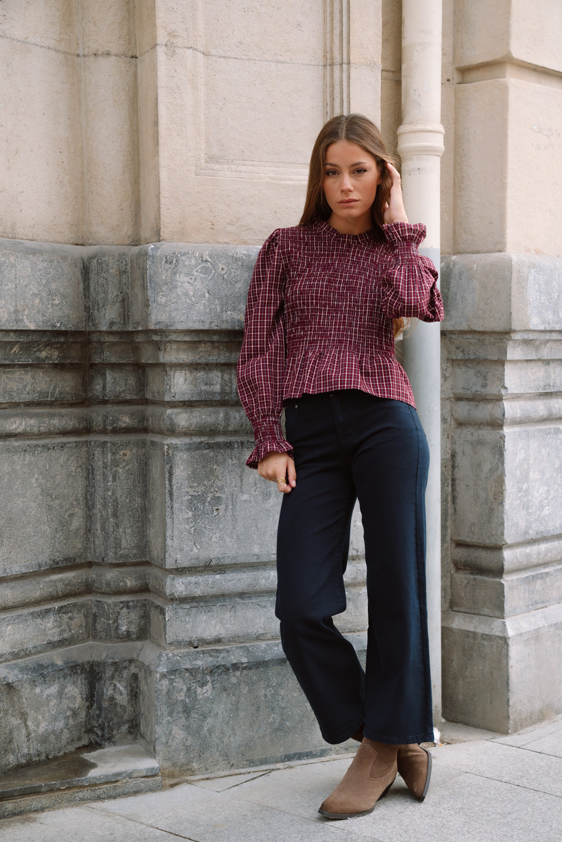 Blusa PLUMM  tartan vino